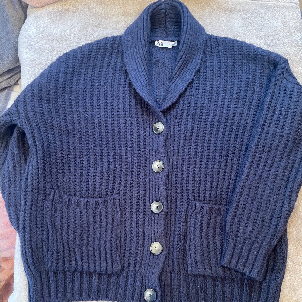 Zara Dark Blue Knit Sweater